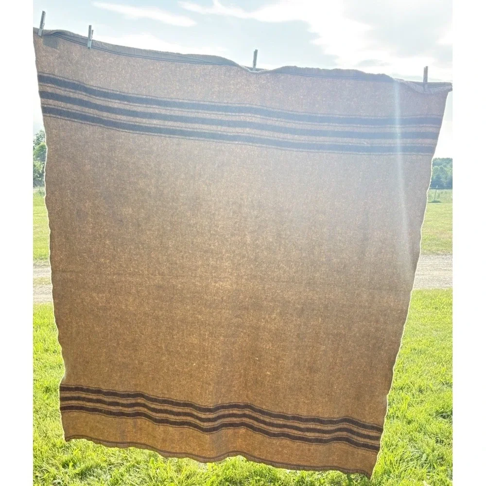 Vintage 1930 - 40's 75% Camel Hair And Wool Blanket Military Style Authentic